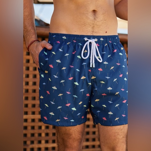 NEW! Kenny Flowers The Swim Up Bar Swim Trunks Shorts Navy Blue SZ M